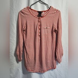 Maternity-H&M Red and White Striped Long Sleeve Top, Size Small